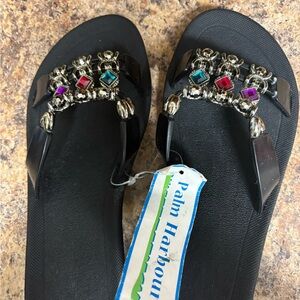 Black Embellished Women's Sandals